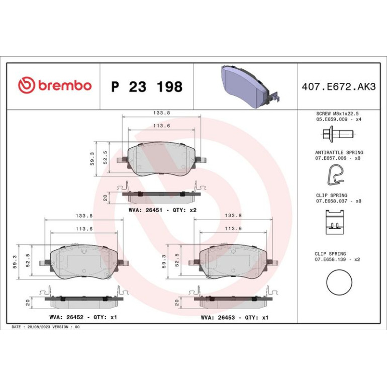 BREMBO Bremsklötze VA P 23 198 BREMBO Bremsklötze VA P 23 198