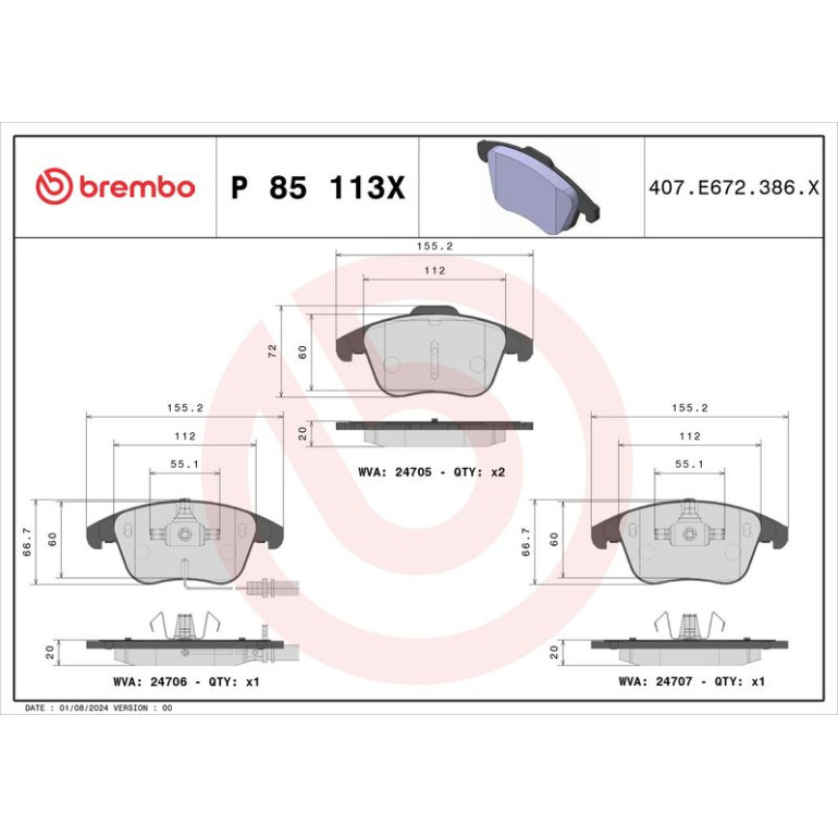 BREMBO Bremsklötze Xtra VA P 85 113X BREMBO Bremsklötze Xtra VA P 85 113X
