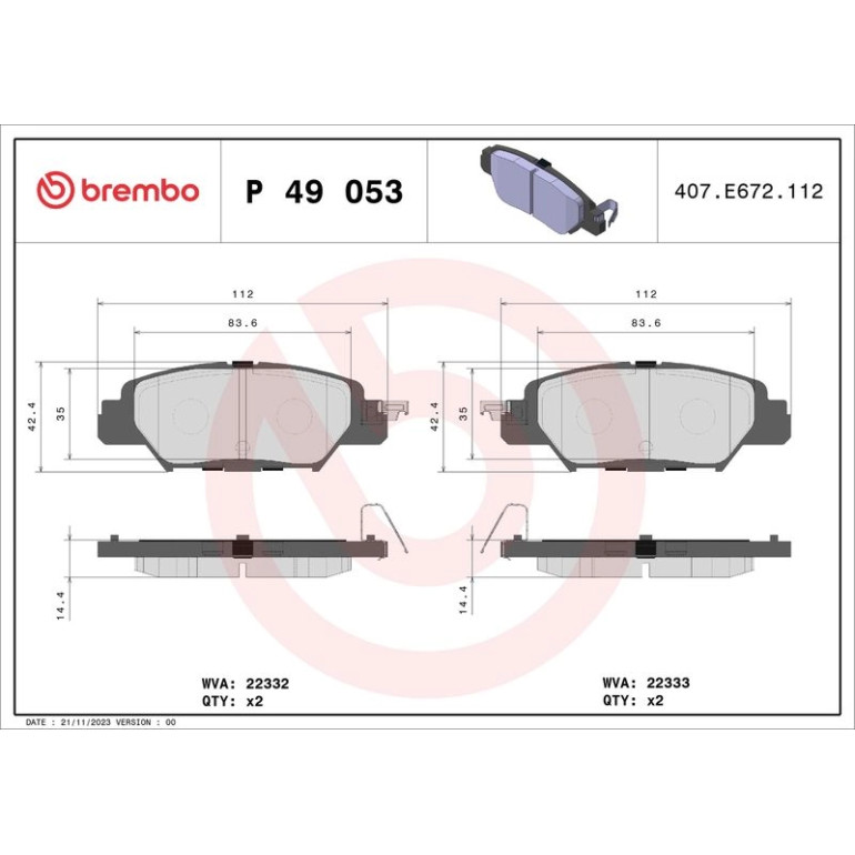 BREMBO Bremsklötze HA P 49 053 BREMBO Bremsklötze HA P 49 053