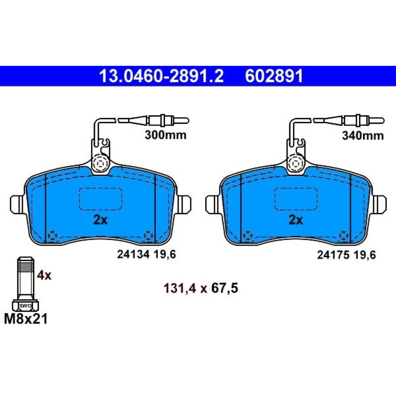 Bremsbelagsatz Peugeot P. 407 1.6-2.0 Hdi 04 13.0460-2891.2 Bremsbelagsatz Peugeot P. 407 1.6-2.0 Hdi 04 13.0460-2891.2