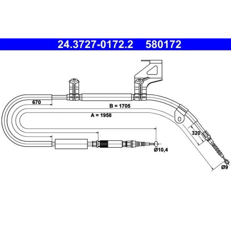 ATE Handbremsseil Seilzug Festellbremse 24.3727-0172.2 ATE Handbremsseil Seilzug Festellbremse 24.3727-0172.2
