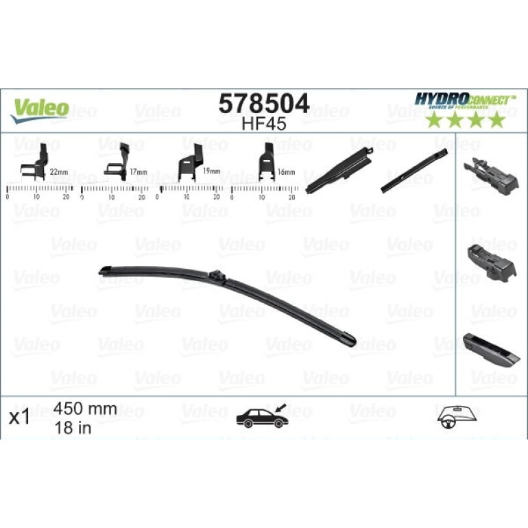 VALEO HydroConnect Front LHD 45cm 578504 VALEO HydroConnect Front LHD 45cm 578504