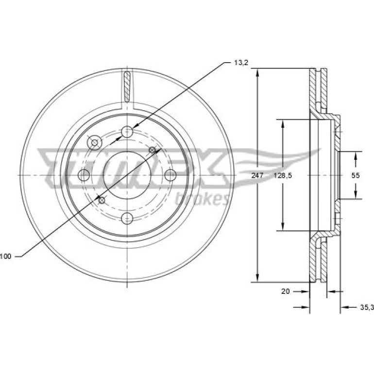 TOMEX brakes Bremsscheibe TX 71-55 TOMEX brakes Bremsscheibe TX 71-55