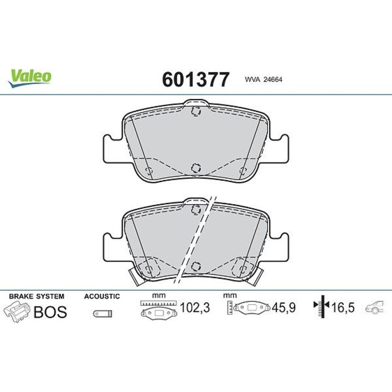 VALEO Bremsbeläge 601377 VALEO Bremsbeläge 601377