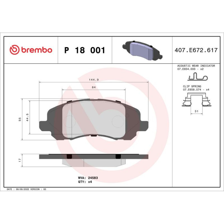 BREMBO Bremsklötze VA P 18 001 BREMBO Bremsklötze VA P 18 001