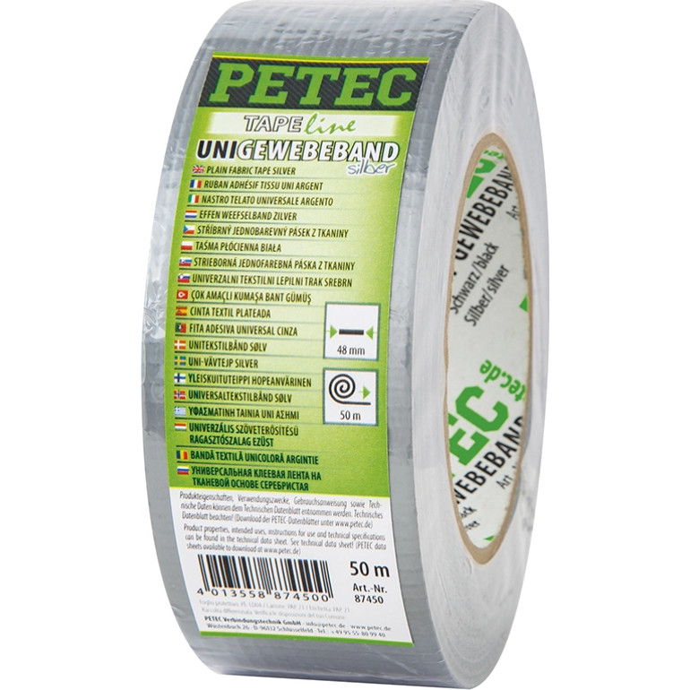 Petec Uni-Gewebeband Silber 48 mm X 50 M 87450 Petec Uni-Gewebeband Silber 48 mm X 50 M 87450