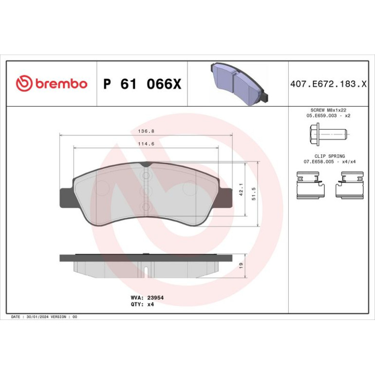 BREMBO Bremsklötze Xtra VA P 61 066X BREMBO Bremsklötze Xtra VA P 61 066X
