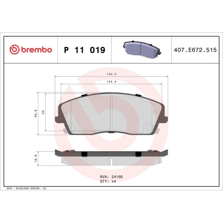 BREMBO Bremsklötze VA P 11 019 BREMBO Bremsklötze VA P 11 019