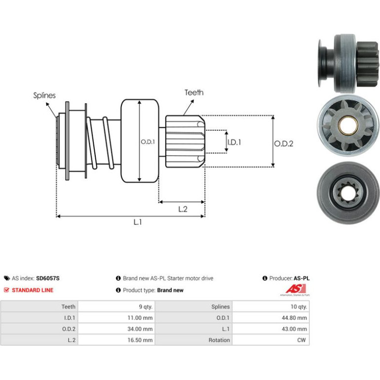 FREILAUFGETRIEBE, STARTER SD6057S