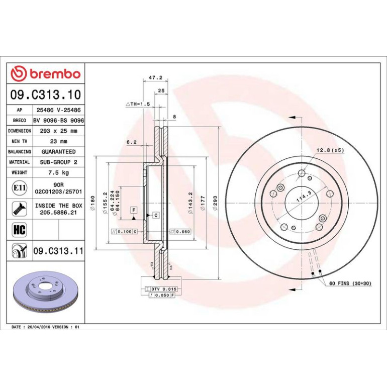 86 481 064 Bremsscheibe VA 09.C313.11 86 481 064 Bremsscheibe VA 09.C313.11
