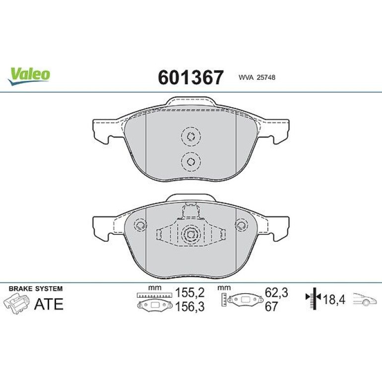 VALEO Bremsbeläge 601367 VALEO Bremsbeläge 601367