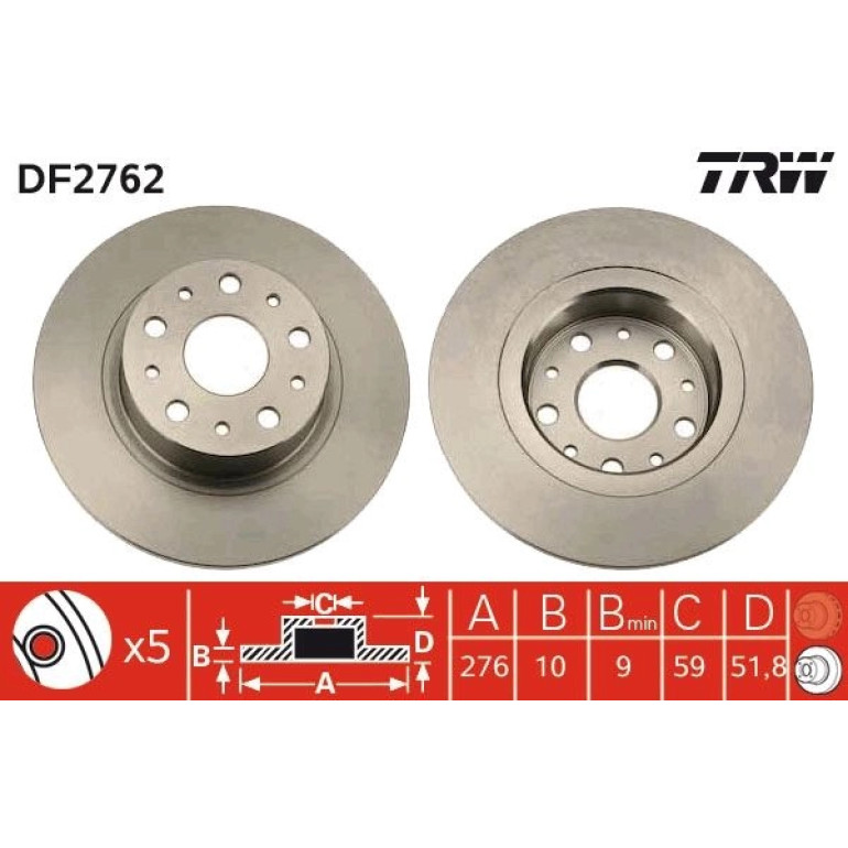 Bremsscheibe Alfa S. 166 2.0-3 DF2762 Bremsscheibe Alfa S. 166 2.0-3 DF2762