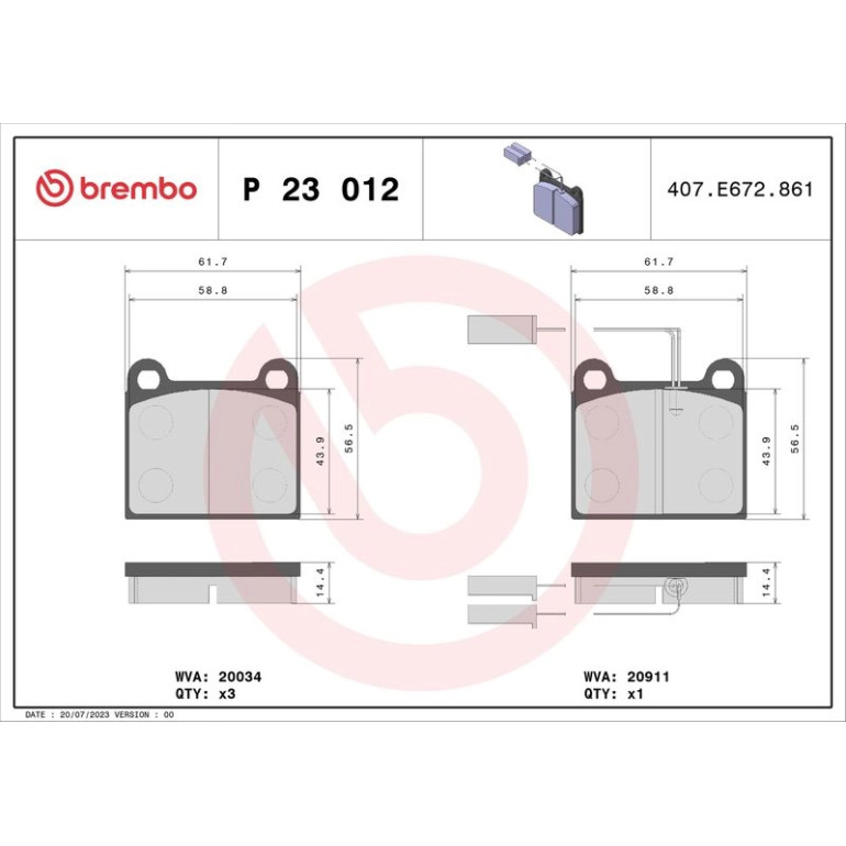 BREMBO Bremsklötze VA P 23 012 BREMBO Bremsklötze VA P 23 012
