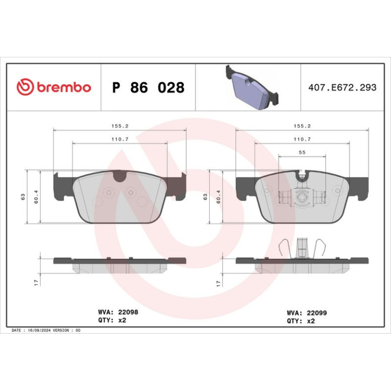 BREMBO Bremsklötze VA P 86 028 BREMBO Bremsklötze VA P 86 028