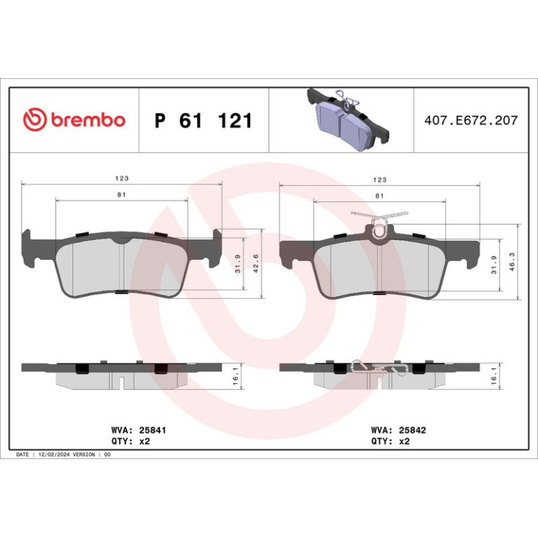 BREMBO Bremsklötze HA P 61 121 BREMBO Bremsklötze HA P 61 121