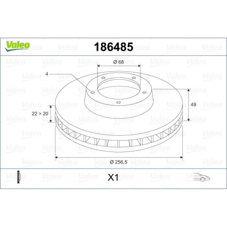 VALEO Bremsscheibe 186485 VALEO Bremsscheibe 186485