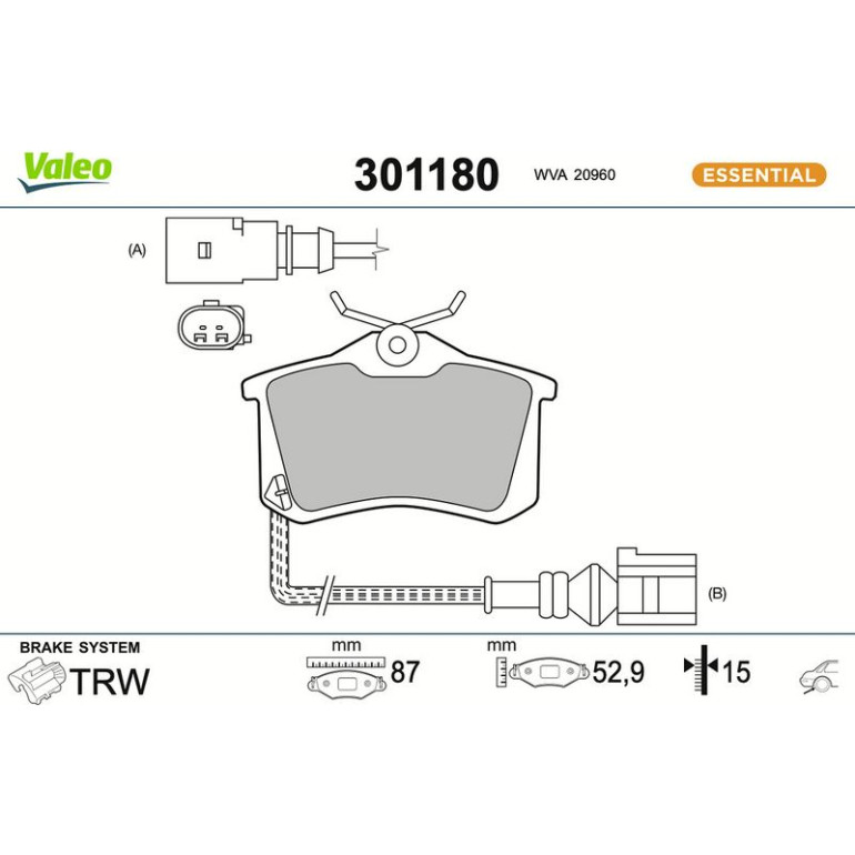 VALEO Bremsbeläge 301180 VALEO Bremsbeläge 301180