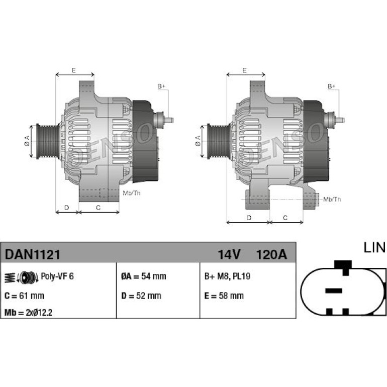 DENSO Generator DAN1121 DENSO Generator DAN1121