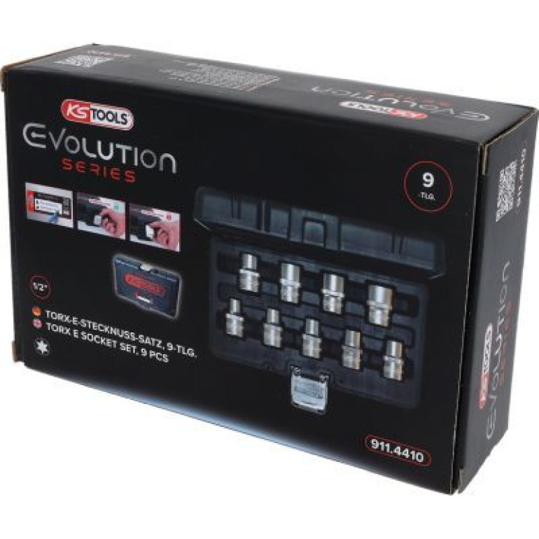 KS TOOLS Steckschlüsselsatz mit TX-E 1/2 Profil, 9-teilig, E10-E24 911.4410 KS TOOLS Steckschlüsselsatz mit TX-E 1/2 Profil, 9-teilig, E10-E24 911.4410