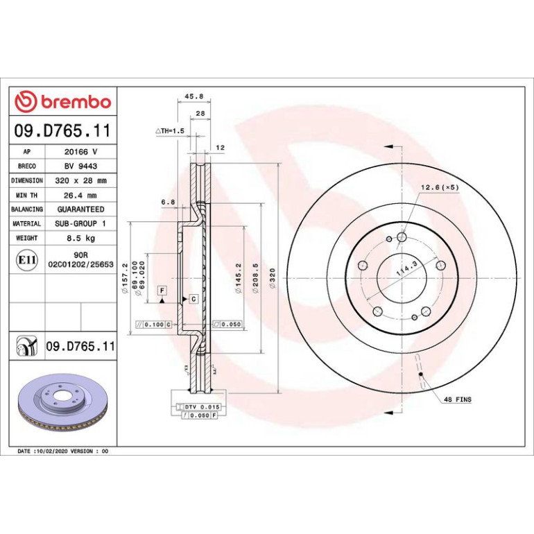 Bremsscheibe VA 09.D765.11 Bremsscheibe VA 09.D765.11
