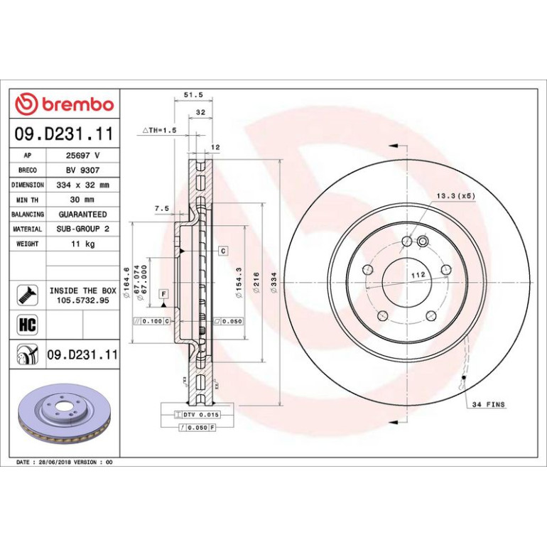Bremsscheibe VA 09.D231.11 Bremsscheibe VA 09.D231.11