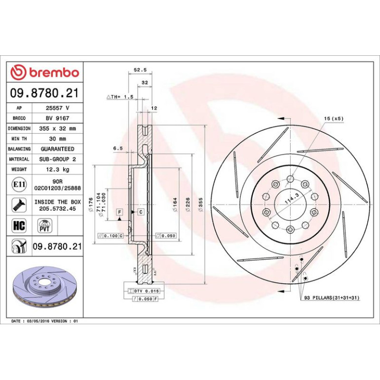 52 481 053 Bremsscheibe VA 09.8780.21 52 481 053 Bremsscheibe VA 09.8780.21