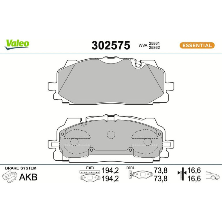 VALEO Bremsbeläge 302575 VALEO Bremsbeläge 302575