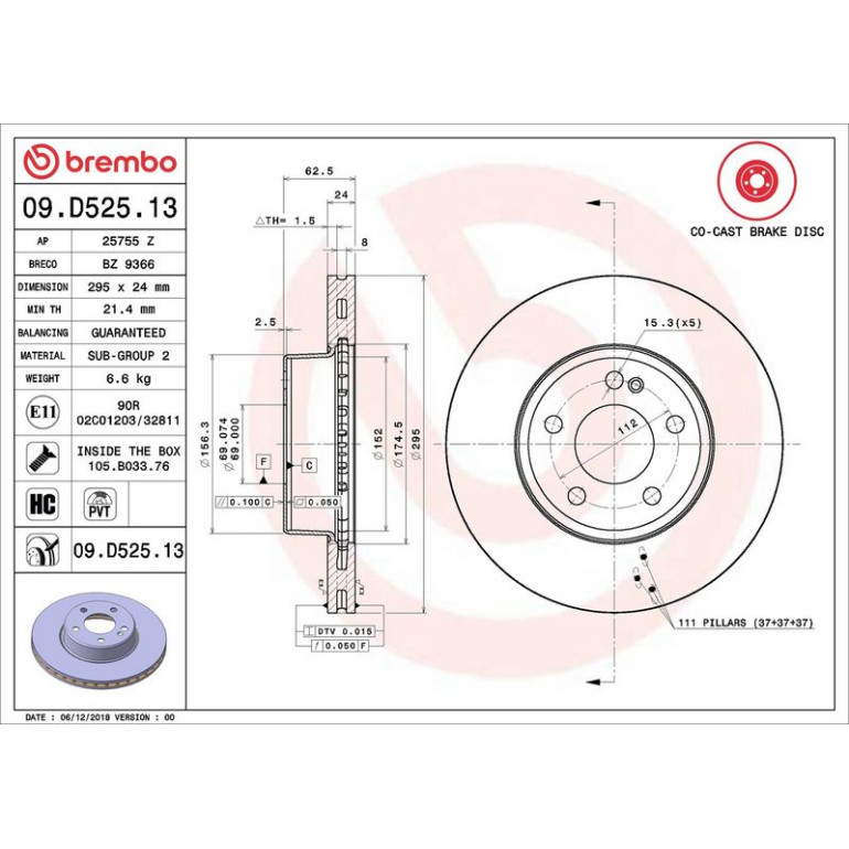 15 481 202 Bremsscheibe VA Co-Cast 09.D525.13 15 481 202 Bremsscheibe VA Co-Cast 09.D525.13