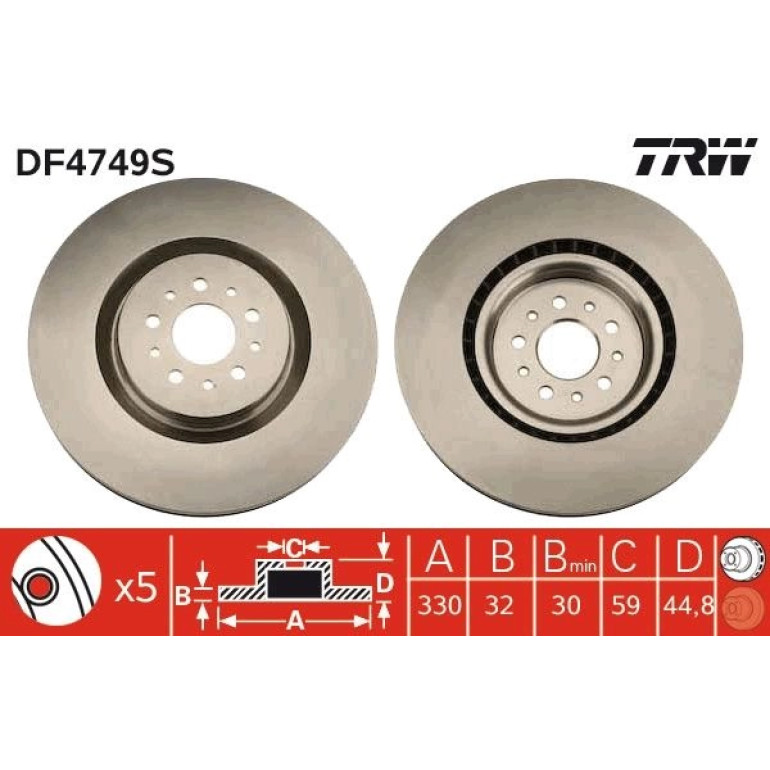 Bremsscheibe Alfa S. 156/147 3.2Gta 02-10 DF4749S Bremsscheibe Alfa S. 156/147 3.2Gta 02-10 DF4749S