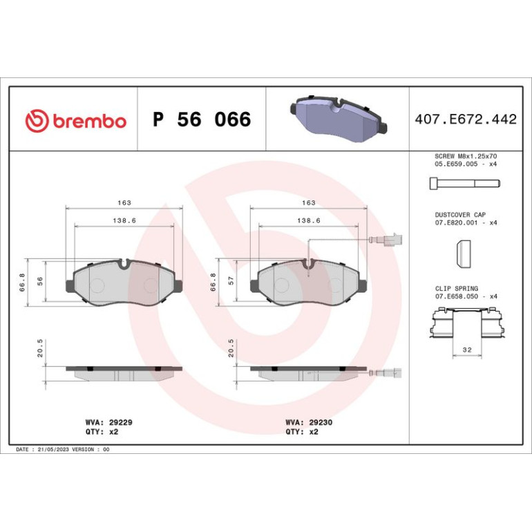 BREMBO Bremsklötze VA P 56 066 BREMBO Bremsklötze VA P 56 066