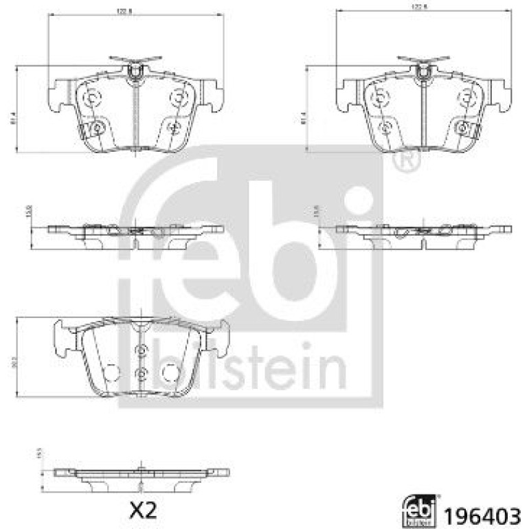 FEBI BILSTEIN Bremsbelagsatz, Scheibenbremse 196403 FEBI BILSTEIN Bremsbelagsatz, Scheibenbremse 196403