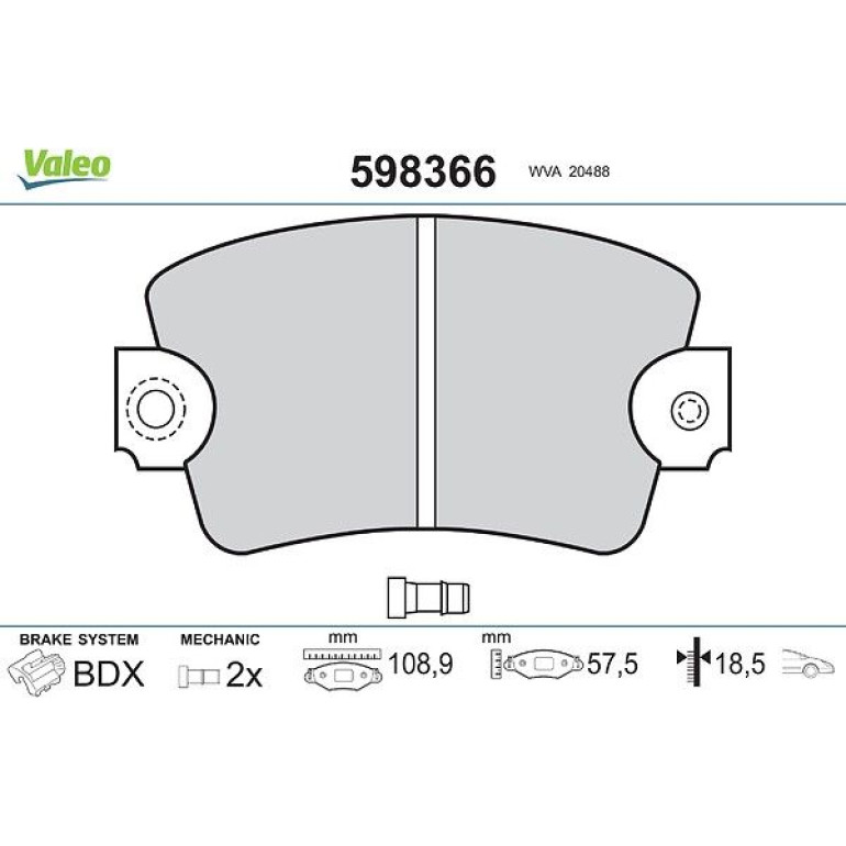 VALEO Bremsbeläge 598366