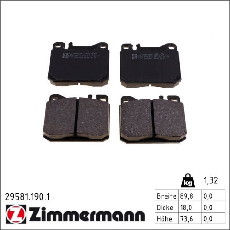 ZIMMERMANN Bremsbeläge 29581.190.1