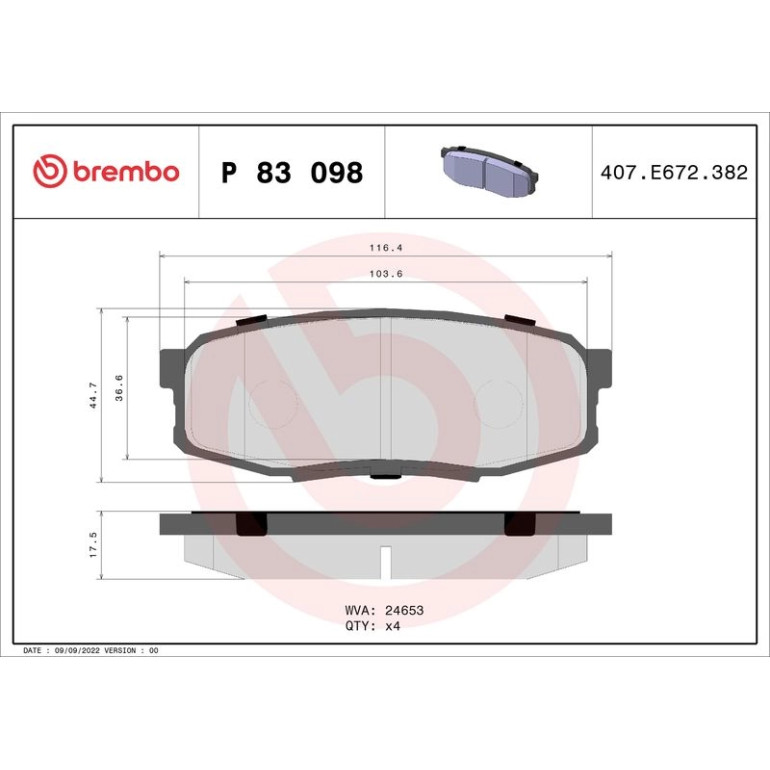 BREMBO Bremsklötze HA P 83 098 BREMBO Bremsklötze HA P 83 098