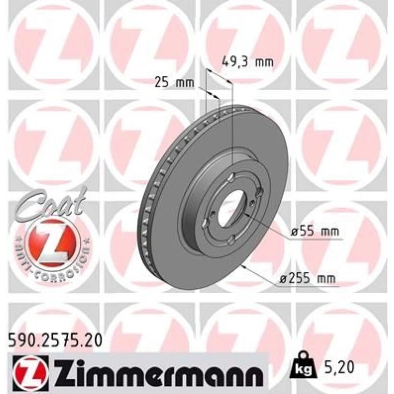 ZIMMERMANN Bremsscheibe 590.2575.20 ZIMMERMANN Bremsscheibe 590.2575.20