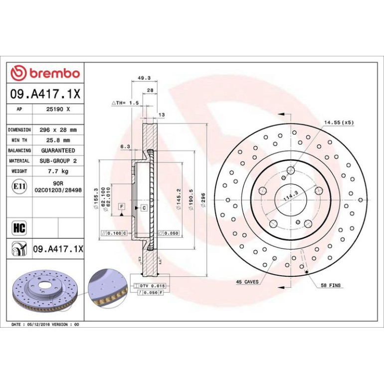 Bremsscheibe VA Xtra 09.A417.1X