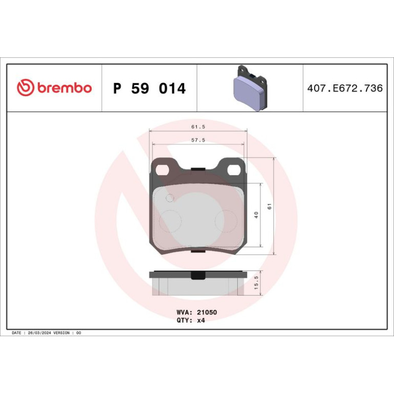 BREMBO Bremsklötze HA P 59 014 BREMBO Bremsklötze HA P 59 014