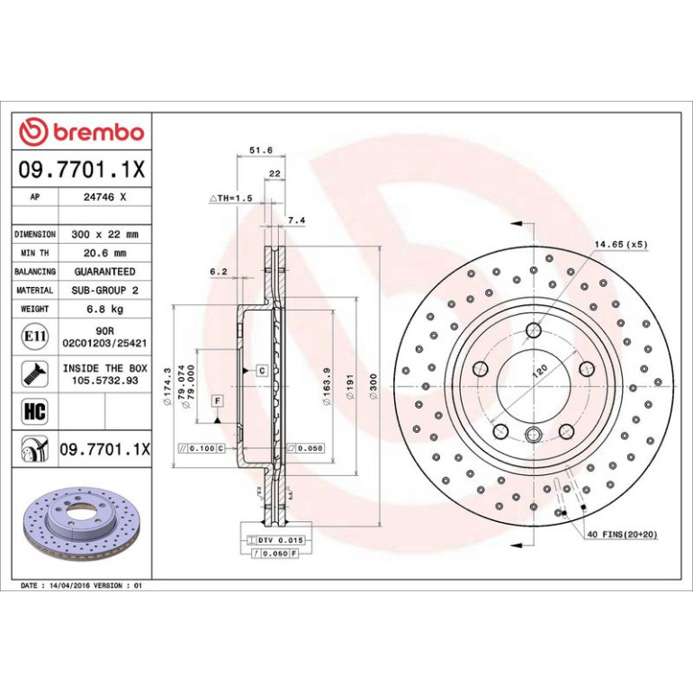 Bremsscheibe VA Xtra 09.7701.1X Bremsscheibe VA Xtra 09.7701.1X