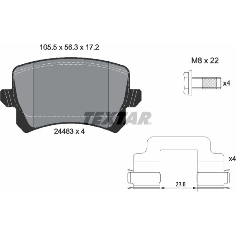 Bremsbelagsatz Vw T. Passat 05- 3.2/3.6 4X4 2448302 Bremsbelagsatz Vw T. Passat 05- 3.2/3.6 4X4 2448302