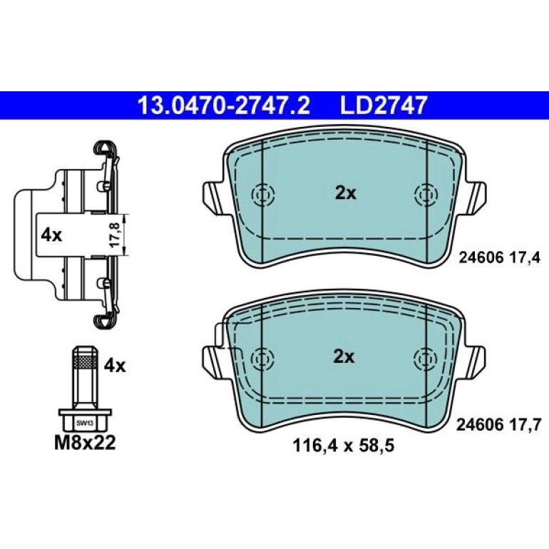 Bremsbelagsatz Audi T. A4/A5/Q5 1.8-3.2 07- Keramik 13.0470-2747.2 Bremsbelagsatz Audi T. A4/A5/Q5 1.8-3.2 07- Keramik 13.0470-2747.2