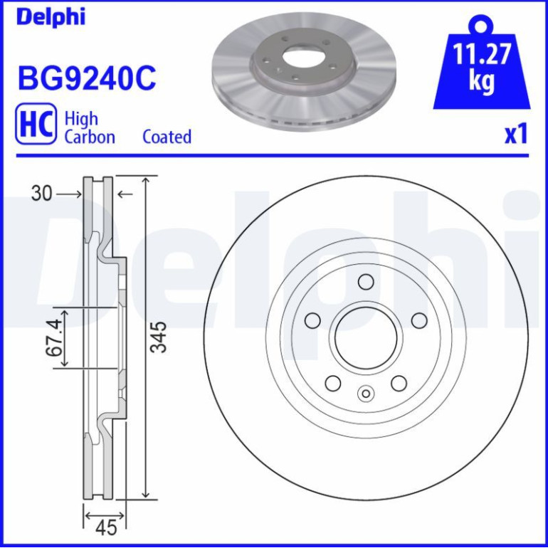 DELPHI Bremsscheibe BG9240C DELPHI Bremsscheibe BG9240C