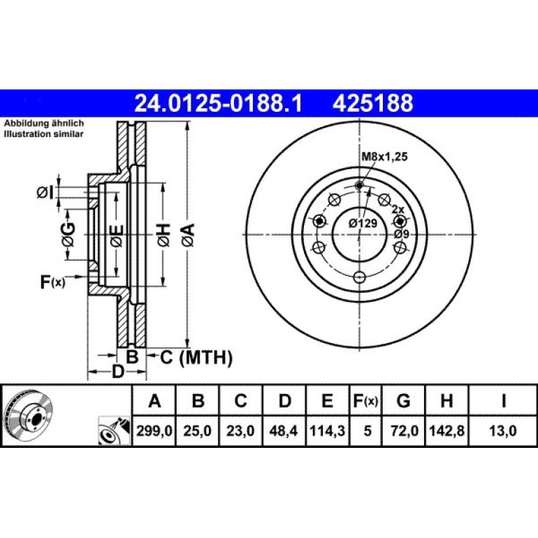 Bremsscheibe Mazda S. 6 08 24.0125-0188.1
