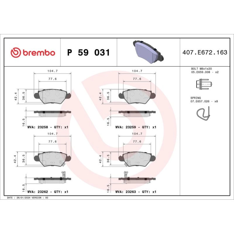 BREMBO Bremsklötze HA P 59 031 BREMBO Bremsklötze HA P 59 031