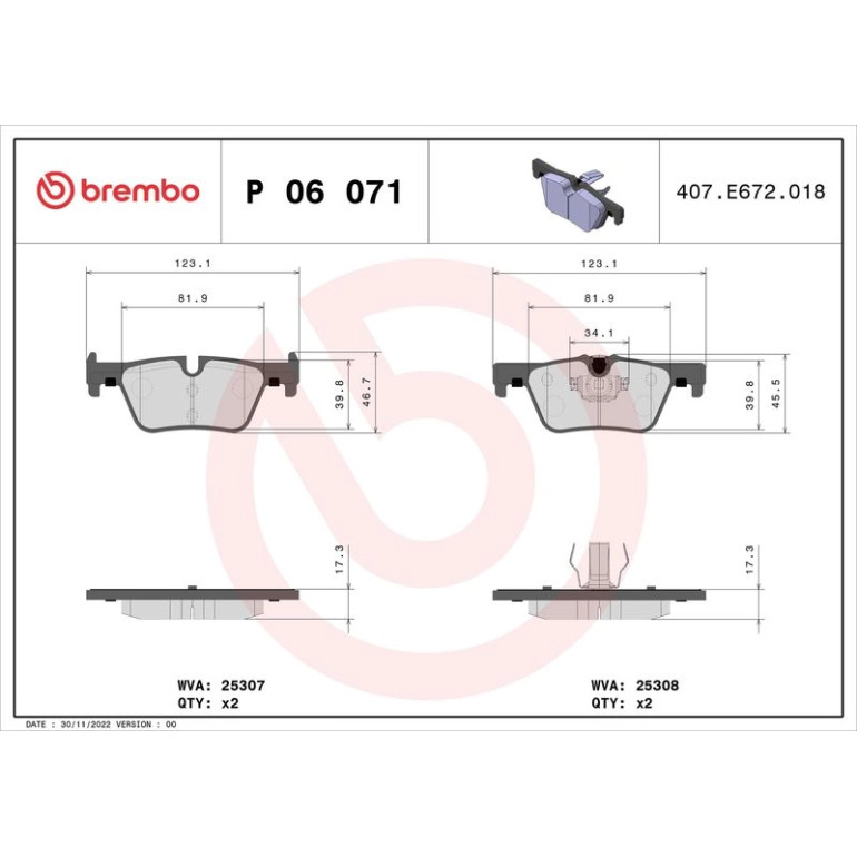 BREMBO Bremsklötze HA P 06 071 BREMBO Bremsklötze HA P 06 071