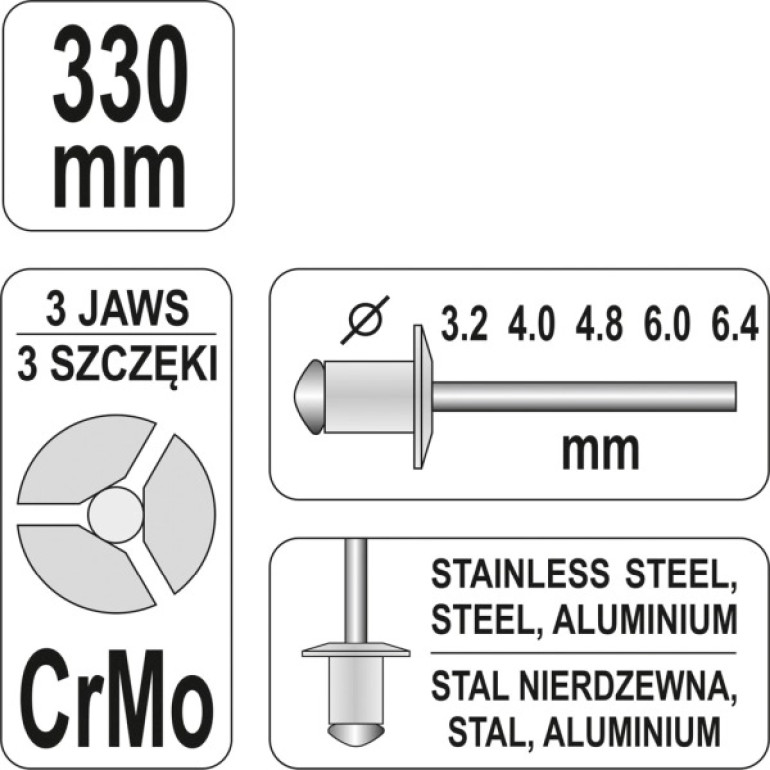 Hebelbindnietzange 3,2-4,8mm YT-3609