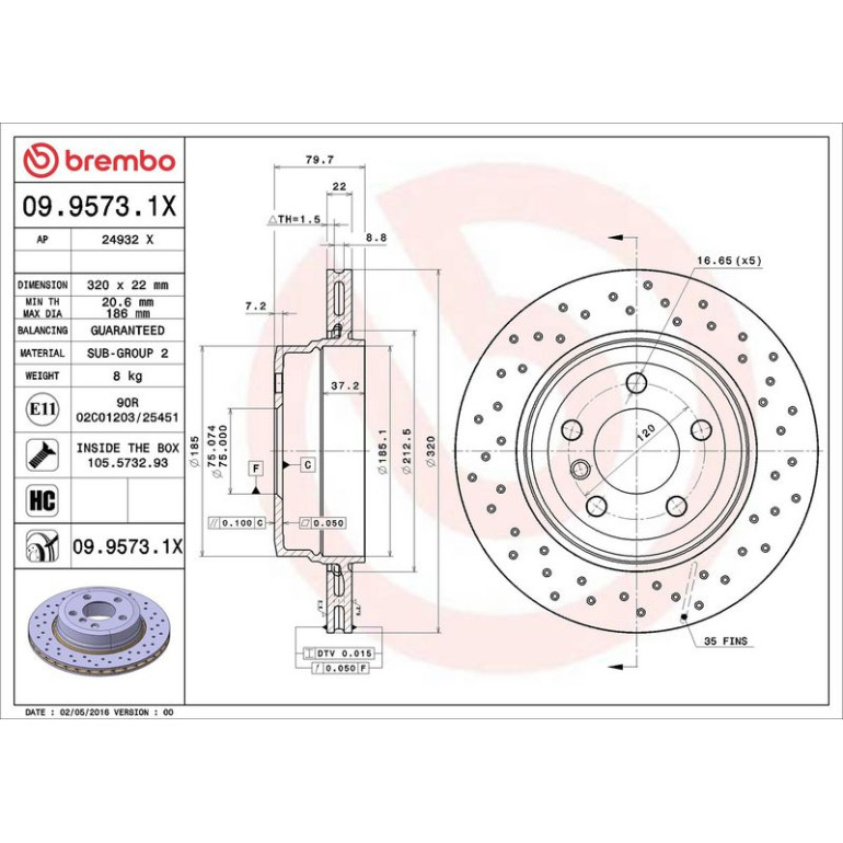 Bremsscheibe HA Xtra 09.9573.1X