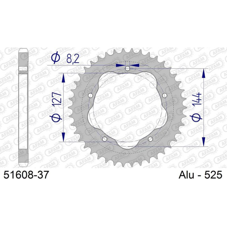 AFAM Kettenrad ALU 37 Zähne 51608-37 AFAM Kettenrad ALU 37 Zähne 51608-37
