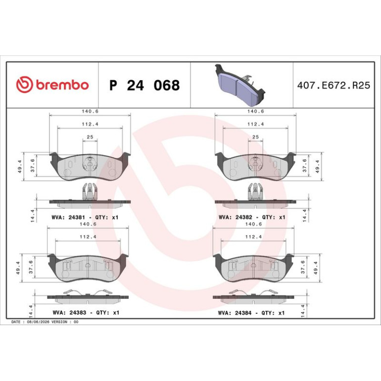 BREMBO Bremsklötze HA P 24 068