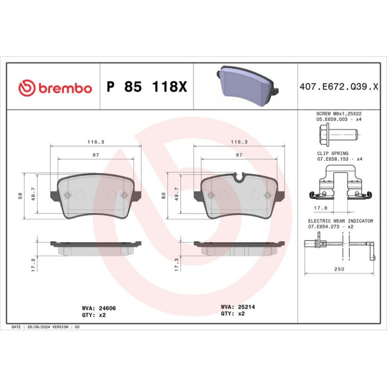 BREMBO Bremsklötze Xtra HA P 85 118X BREMBO Bremsklötze Xtra HA P 85 118X