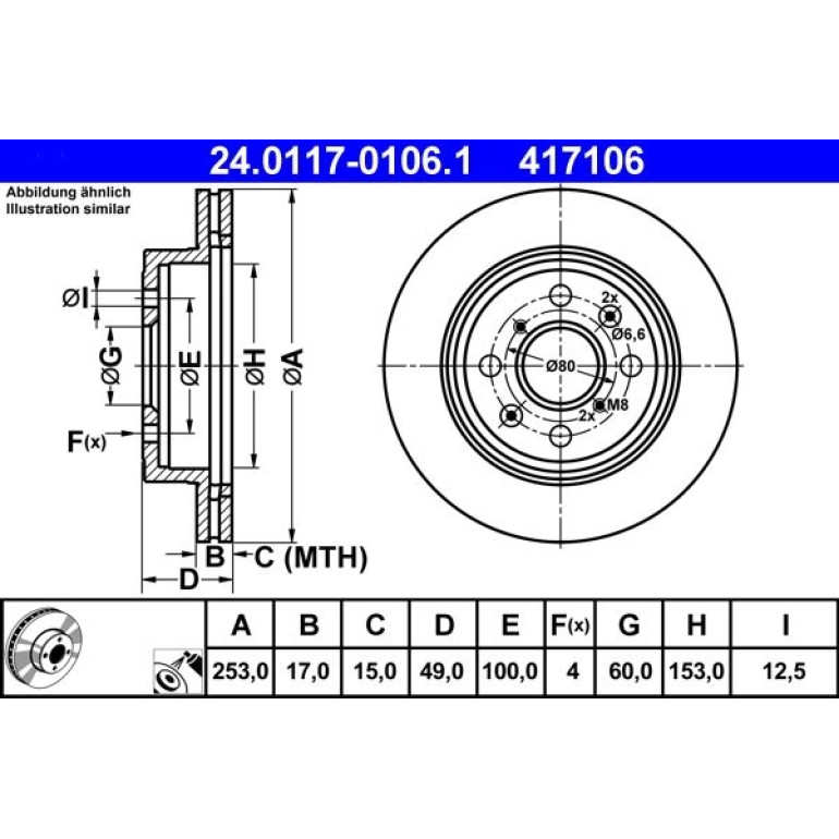 Bremsscheibe Opel P. Agila 1.0-1.2 16V/1.3 Cdti 00-07 24.0117-0106.1 Bremsscheibe Opel P. Agila 1.0-1.2 16V/1.3 Cdti 00-07 24.0117-0106.1